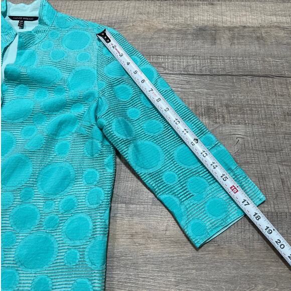 Ming Wang XS Button Up Jacket Top 3/4 Sleeve Art Polka Dot Luxury Designer Glam - Picture 9 of 9